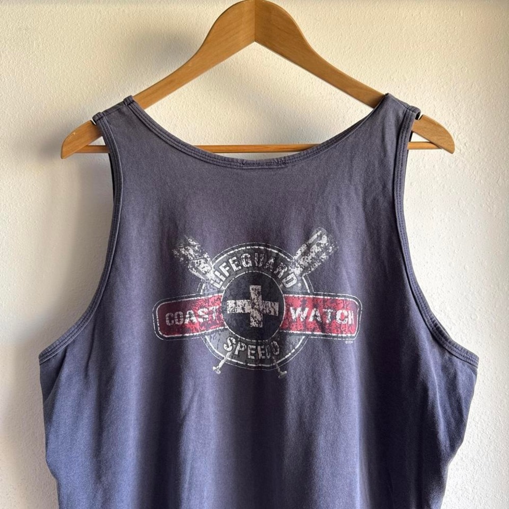 Vintage 90s Speedo black and grey life guard coast watch tank top sleeveless